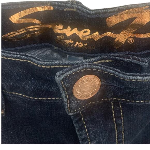 Seven7 Fashion Hayden Crop Jeans 10 Blue Womens Straight Leg Raw Hem Stretch - Picture 7 of 11